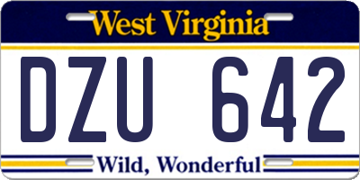 WV license plate DZU642