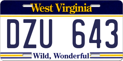 WV license plate DZU643