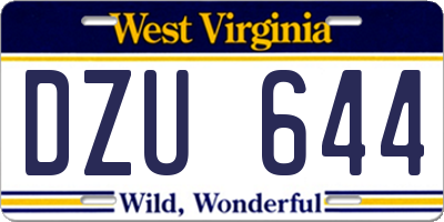 WV license plate DZU644