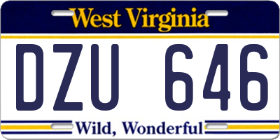 WV license plate DZU646