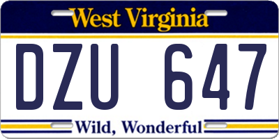 WV license plate DZU647