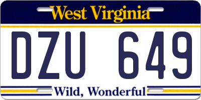 WV license plate DZU649