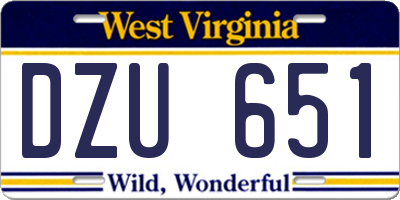 WV license plate DZU651