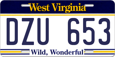 WV license plate DZU653