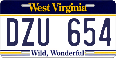 WV license plate DZU654