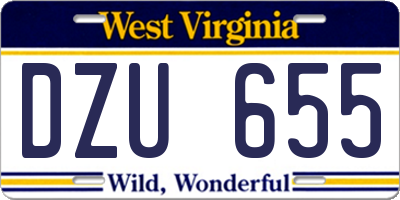 WV license plate DZU655