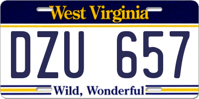 WV license plate DZU657