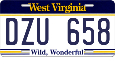 WV license plate DZU658