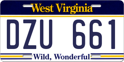 WV license plate DZU661