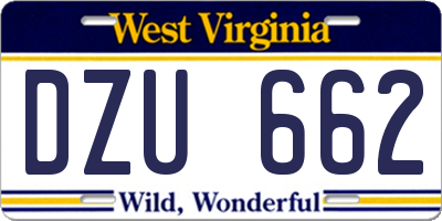 WV license plate DZU662