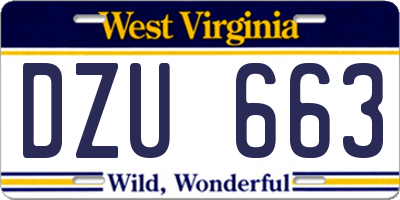 WV license plate DZU663