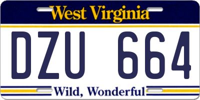 WV license plate DZU664