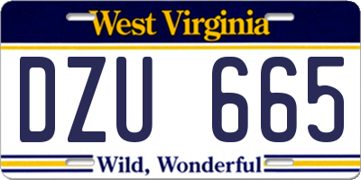 WV license plate DZU665