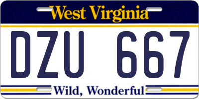 WV license plate DZU667