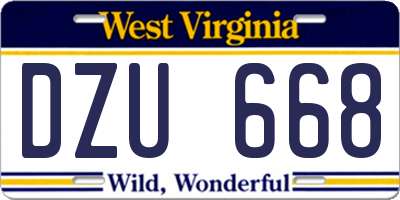 WV license plate DZU668