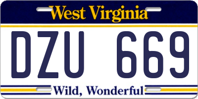 WV license plate DZU669