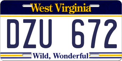 WV license plate DZU672