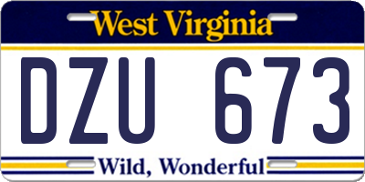 WV license plate DZU673