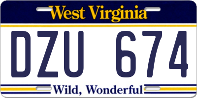 WV license plate DZU674