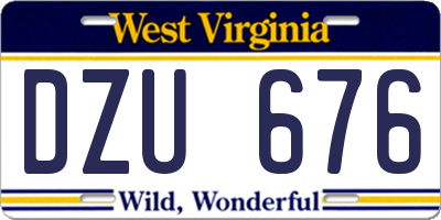 WV license plate DZU676