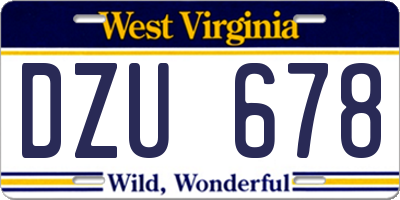 WV license plate DZU678