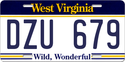 WV license plate DZU679