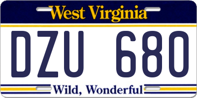 WV license plate DZU680