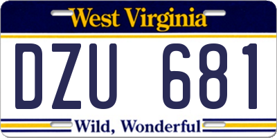 WV license plate DZU681