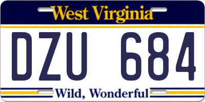 WV license plate DZU684