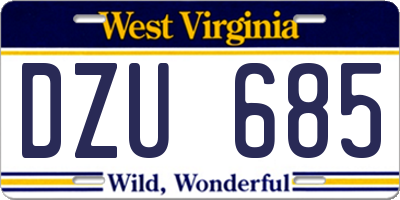 WV license plate DZU685