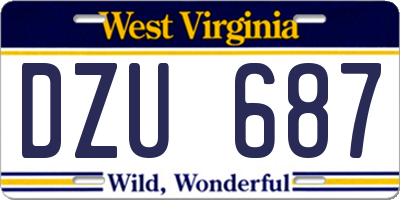 WV license plate DZU687