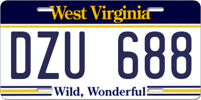 WV license plate DZU688