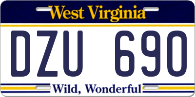 WV license plate DZU690