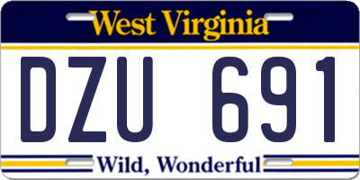 WV license plate DZU691