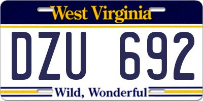 WV license plate DZU692