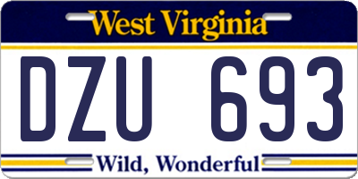 WV license plate DZU693