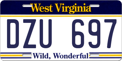 WV license plate DZU697