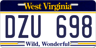 WV license plate DZU698