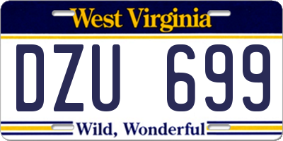 WV license plate DZU699