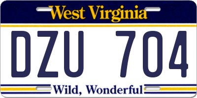 WV license plate DZU704