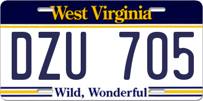 WV license plate DZU705