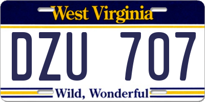 WV license plate DZU707