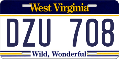 WV license plate DZU708