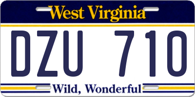 WV license plate DZU710