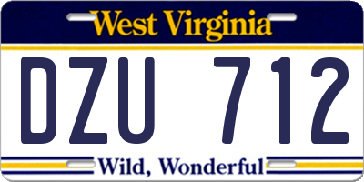 WV license plate DZU712