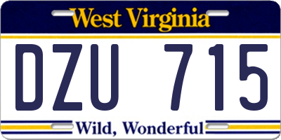 WV license plate DZU715