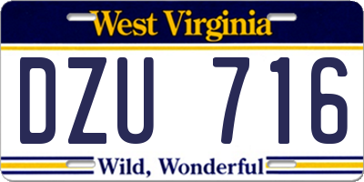 WV license plate DZU716