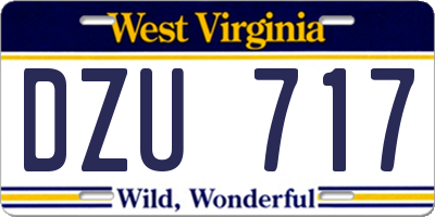 WV license plate DZU717