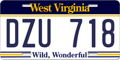 WV license plate DZU718