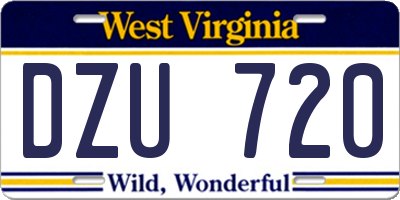 WV license plate DZU720